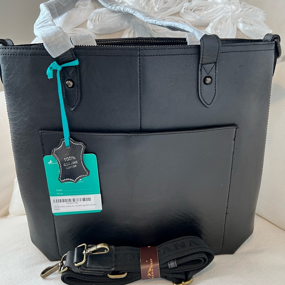 Montana West Real Leather Safety Travel Tote/Crossbody